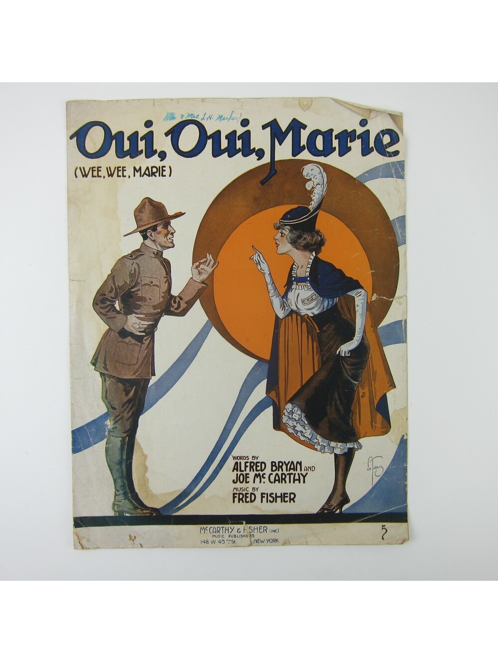 Sheet Music Oui Oui Marie Wee Wee WWI Ragtime Bryan McCarthy Fisher Antique 1918